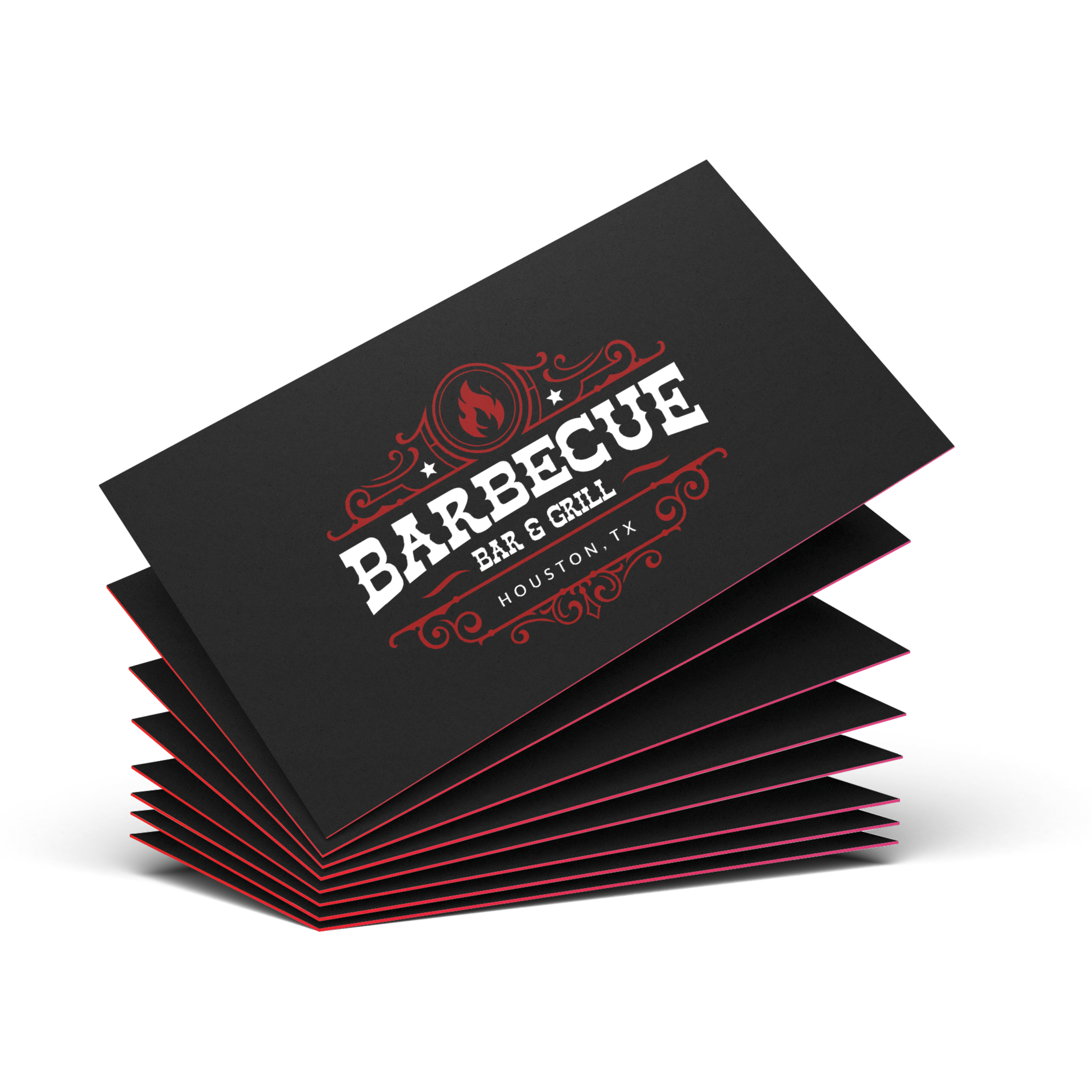 red triple layered business cards