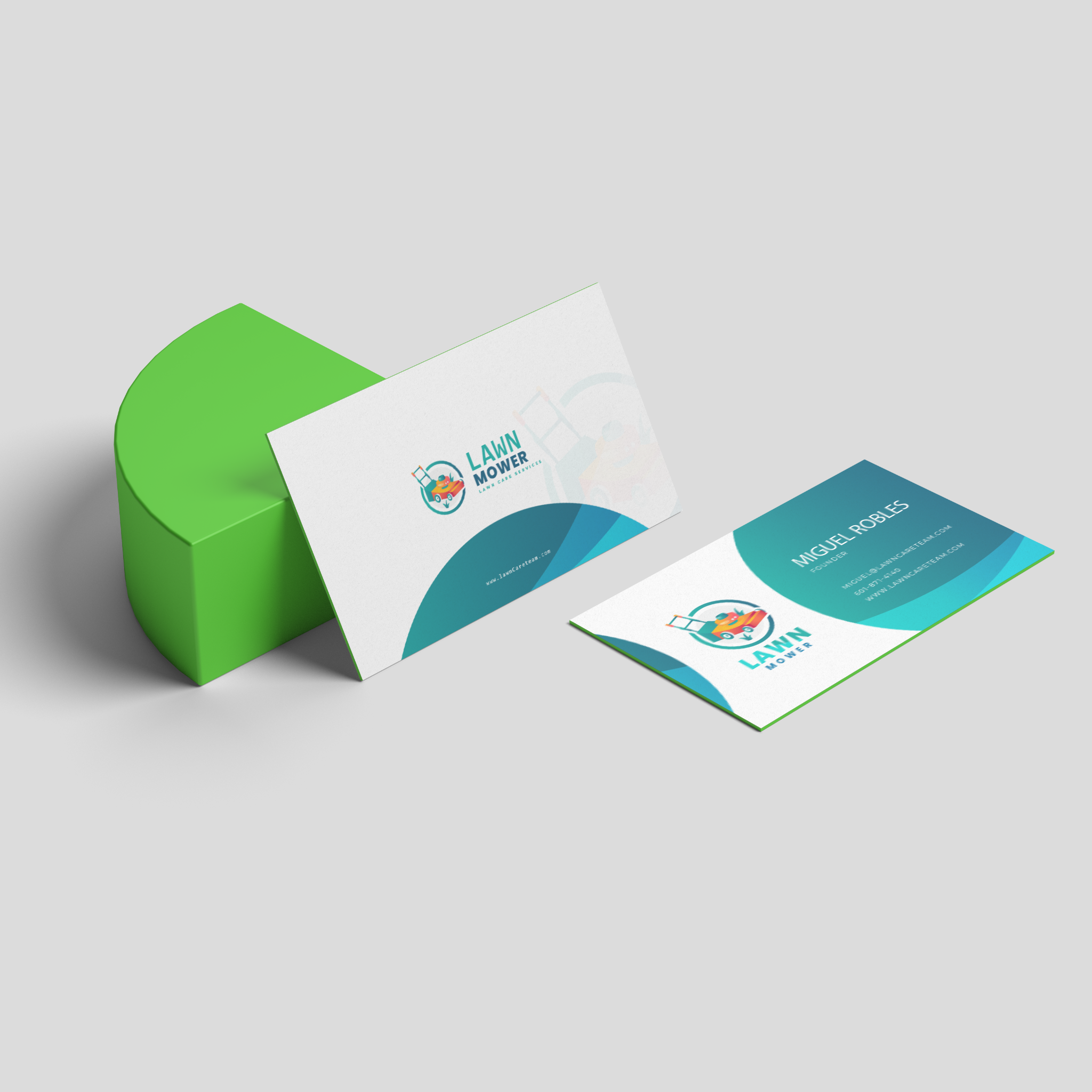 Green Triple Layered business cards