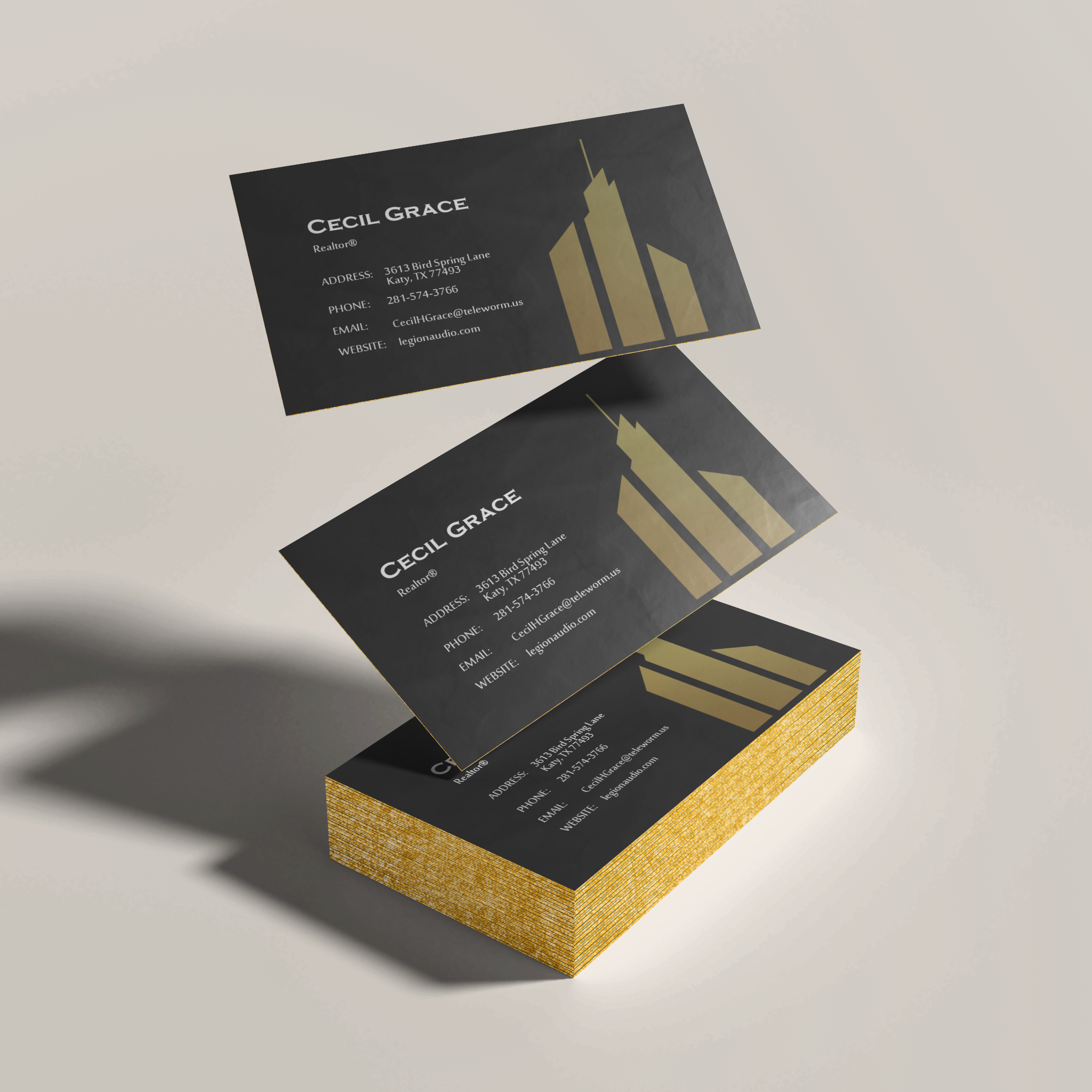 metallic gold edge business card