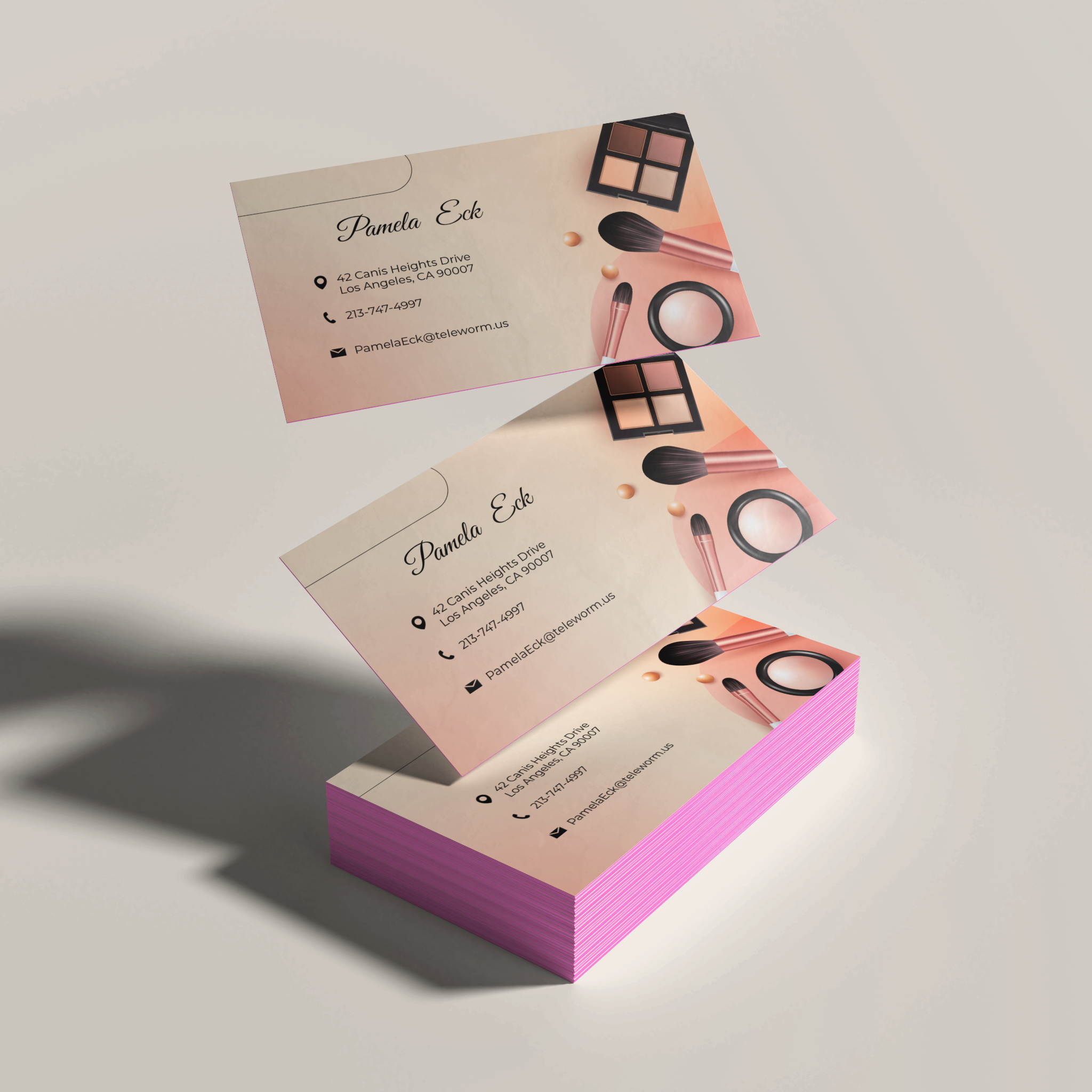 Pink edge business cards